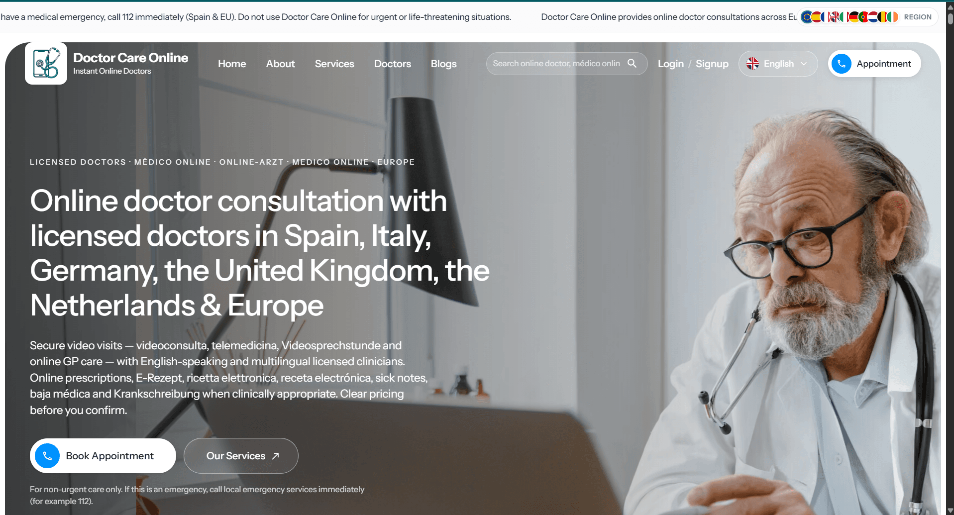 Doctor Care Online — licensed doctors across Europe